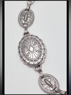 Silver-Tone Western Concho Link Bracelet